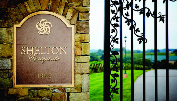 The Sheltons' attention to detail is evident in all elements of their winery, including the exquisite entrance.